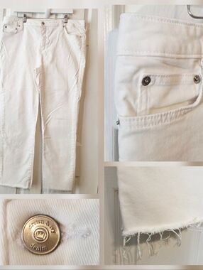White Raw Hem Straight Jeans